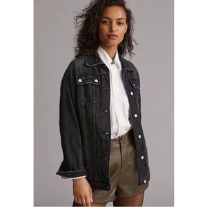 ANTHROPOLOGIE | PILCRO Longline Denim Black Trucker Jacket